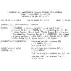 CountyComm - Tritium Ember Glow Fob With Glass Breaker - Official NRC License Approved NO: NR-0210-D-101-E