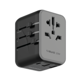 1-World 20W 3-Port+AC Travel Adapter UA11