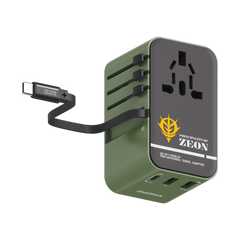 1-World+ 3-Port Travel GaN Charger With Built-in USB-C Cable 70W Gundam