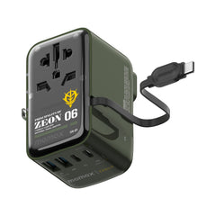 1-World+ Flow 4-Port Travel Charger With Built-In USB-C Cable 35W Gundam