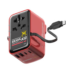 1-World+ Flow 4-Port Travel Charger With Built-In USB-C Cable 35W Gundam