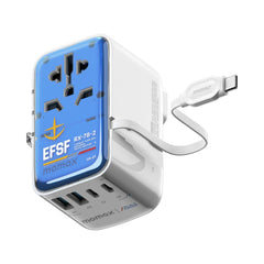1-World+ Flow 4-Port Travel Charger With Built-In USB-C Cable 35W Gundam