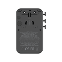 1-World²⁺ 4-Port Mini Universal Travel GaN Charger with Built-In Retractable Cable 100W with Dual AC