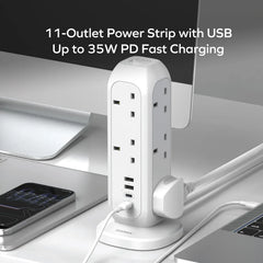 1-Plug 11-Outlet Power Strip With USB (PD 35W)