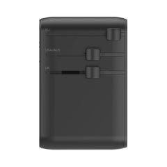 1-World 70W 3-Port Dual AC Travel Adapter with Built-In Retractable Cable