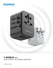 1-World PD35W 5 ports + AC Travel Adapter