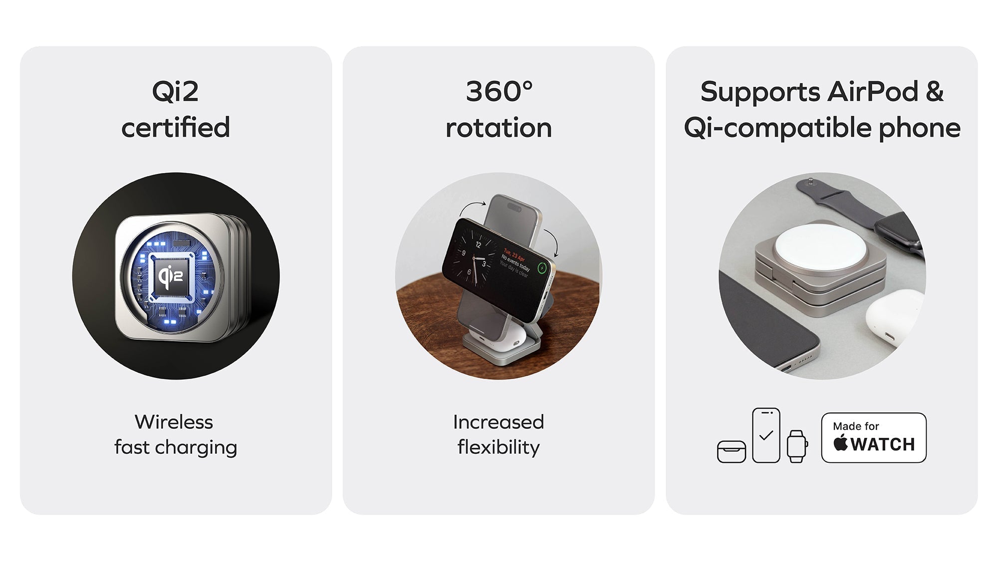 Q2.Mag 3-in-1 Foldable Qi2 15W Magnetic Wireless Charging Stand