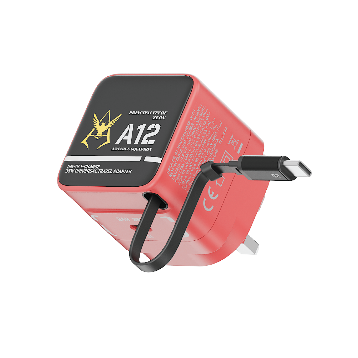 1-Charge+ 1-Port GaN Charger With Built-In USB-C Cable 35W